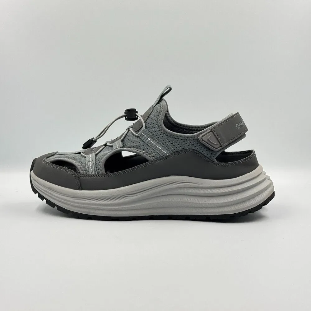 OrthoComfoot Mens 9 Gray Orthopedic Hiking Sandals Closed Toe Cushion Comfort